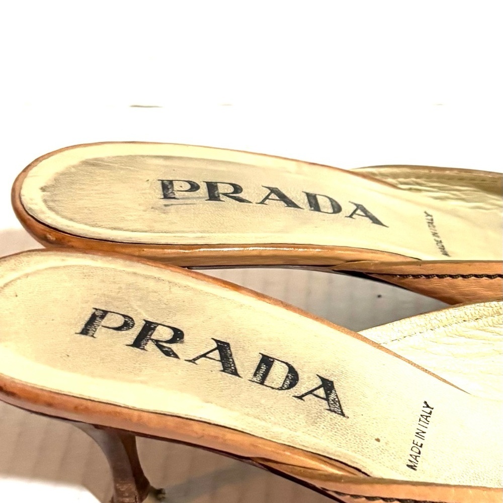 Prada vintage Beige Leather Mules with Bow Accent - Picture 4 of 8